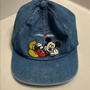 Vintage 90s Mickey Unlimited Disney Denim Dad Hat | Embroidered Mickey | OS